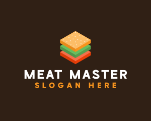 3D Burger Sandwich logo design