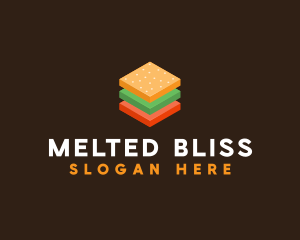 3D Burger Sandwich logo design