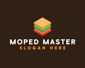 3D Burger Sandwich logo design