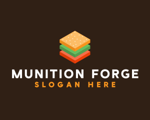 3D Burger Sandwich logo design