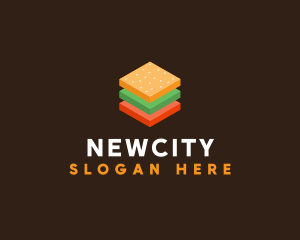 3D Burger Sandwich logo design