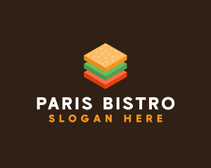 3D Burger Sandwich logo design