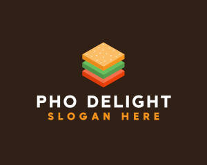 3D Burger Sandwich logo design