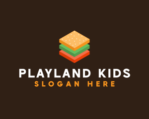 3D Burger Sandwich logo design