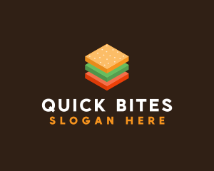 3D Burger Sandwich logo design