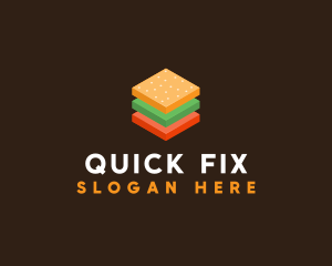 3D Burger Sandwich logo design