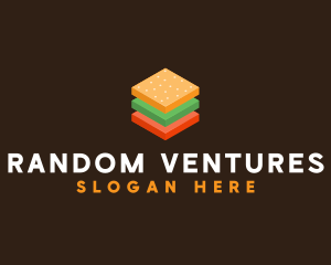 3D Burger Sandwich logo design