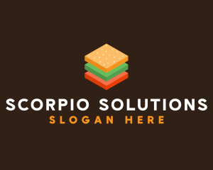 3D Burger Sandwich logo design