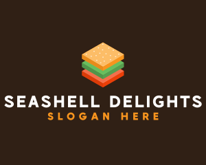 3D Burger Sandwich logo design