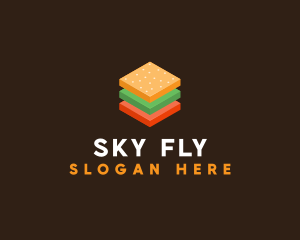 3D Burger Sandwich logo design