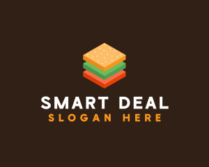 3D Burger Sandwich logo design