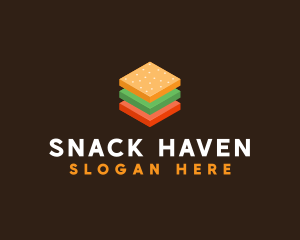 3D Burger Sandwich logo design