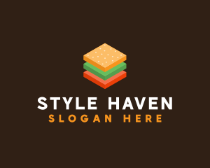 3D Burger Sandwich logo design