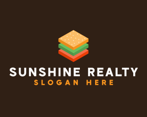 3D Burger Sandwich logo design