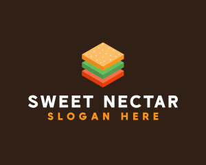 3D Burger Sandwich logo design