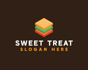 3D Burger Sandwich logo design