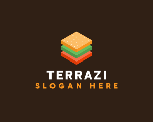 3D Burger Sandwich logo design