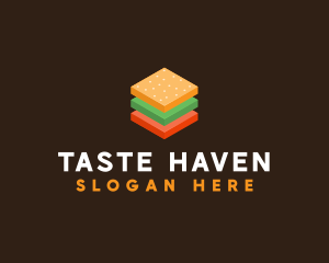 3D Burger Sandwich logo design