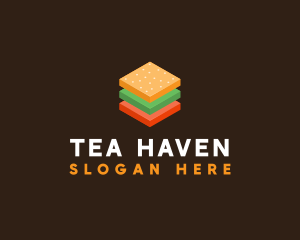 3D Burger Sandwich logo design