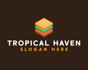 3D Burger Sandwich logo design