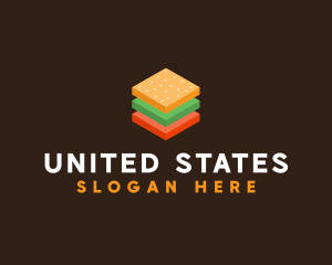 3D Burger Sandwich logo design