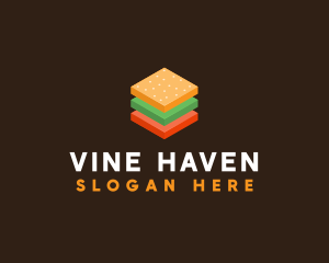 3D Burger Sandwich logo design