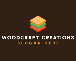 3D Burger Sandwich logo design