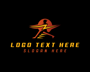 Fast - Lightning Electric Human logo design