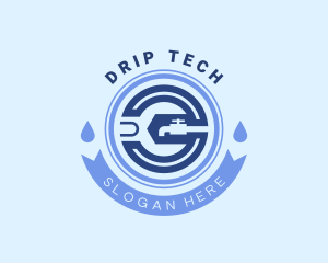 Leak - Wrench Droplet Plumbing logo design