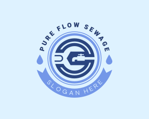 Sewage - Wrench Droplet Plumbing logo design