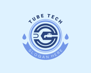 Tube - Wrench Droplet Plumbing logo design