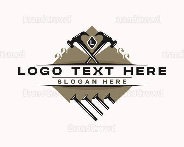 Hammer Nails Carpentry Woodwork Logo