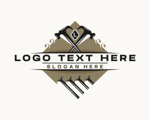 Badge - Hammer Nails Carpentry Woodwork logo design