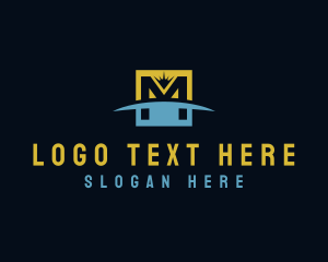 Initial - Sun Horizon Letter M logo design