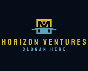 Horizon - Sun Horizon Letter M logo design