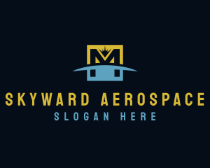 Aerospace - Sun Horizon Letter M logo design