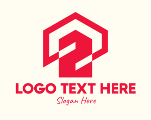 Apartment - Red Home Number 2 logo design