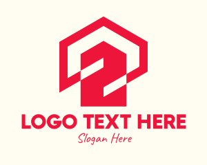 Two - Red Home Number 2 logo design