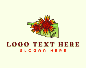 Map - Oklahoma Flower Bloom logo design