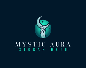 Mystic Moon Hand logo design