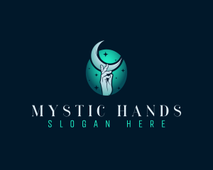 Mystic Moon Hand logo design