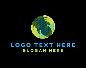 Environmental Awareness - Earth Globe Hand logo design