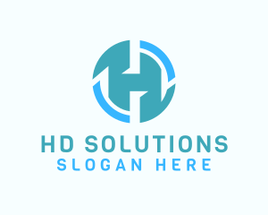 Blue Engineering Letter H logo design