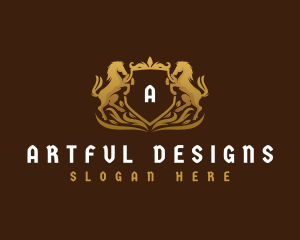 Luxury Horse Crest Shield logo design