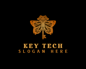 Antique Key Butterfly logo design