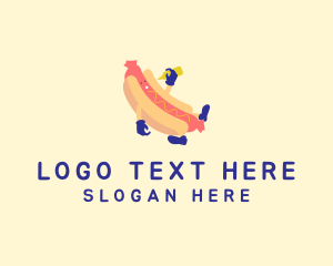 Sausage - Hotdog Sandwich Cartoon logo design