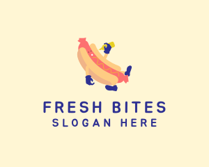 Sandwich - Hotdog Sandwich Cartoon logo design