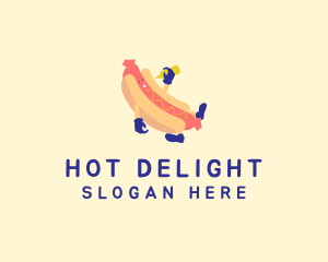 Hot Dog - Hot Dog Sandwich Cartoon logo design