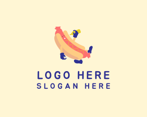 Lunch - Hotdog Sandwich Cartoon logo design
