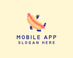 Sausage - Hot Dog Sandwich Cartoon logo design